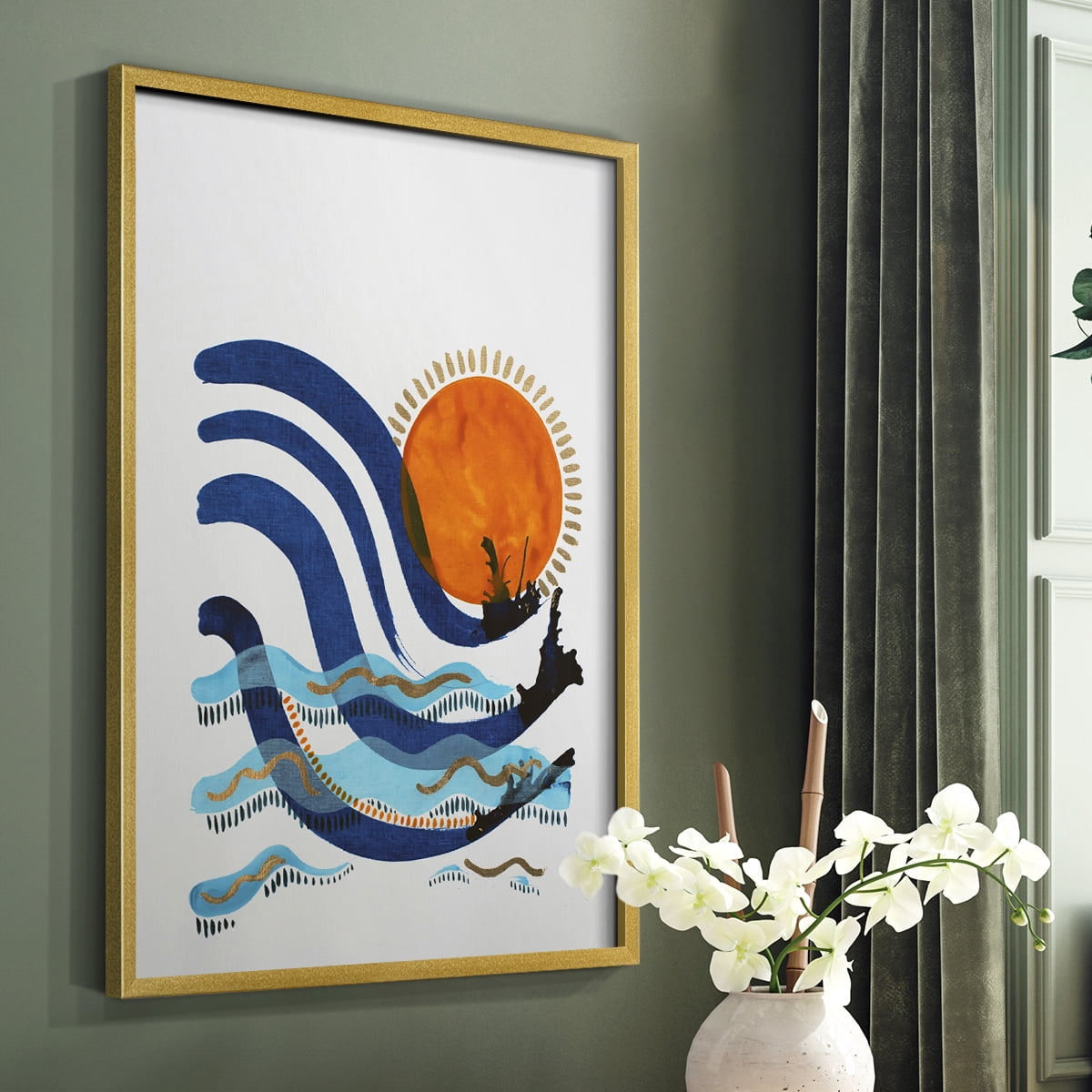 What a Way to Spend the Day Framed Print in Gold Solid Wood 16 x 20 Framed Print