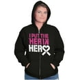 thumbnail image 4 of Breast Cancer Awareness Her in Hero Zip Hoodie Sweatshirt Women Brisco Brands S, 4 of 6