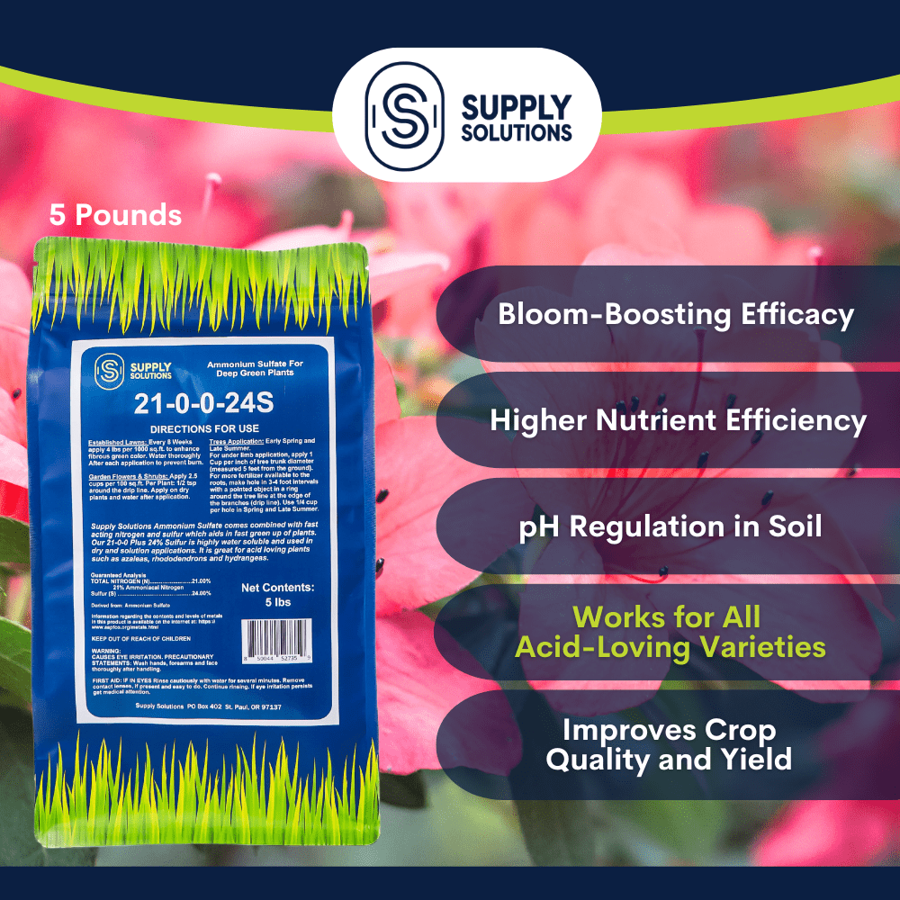 Supply Solutions Ammonium Sulfate Plant Food - Ideal for Winter Fertilizer - for Deep Green Plants Acid Loving Plants (5 Pounds)