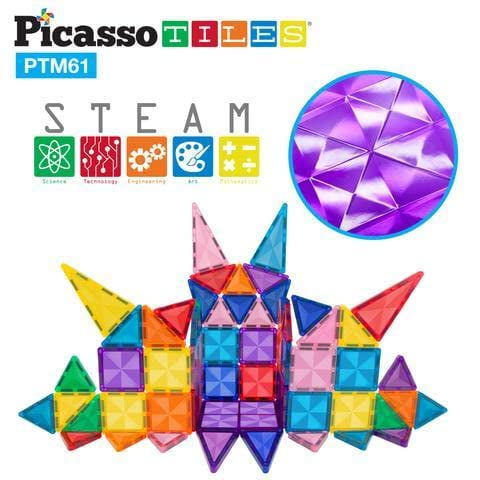 PicassoTiles Juego de 61 Piezas de Baldosas Magnéticas Mini Diamantes