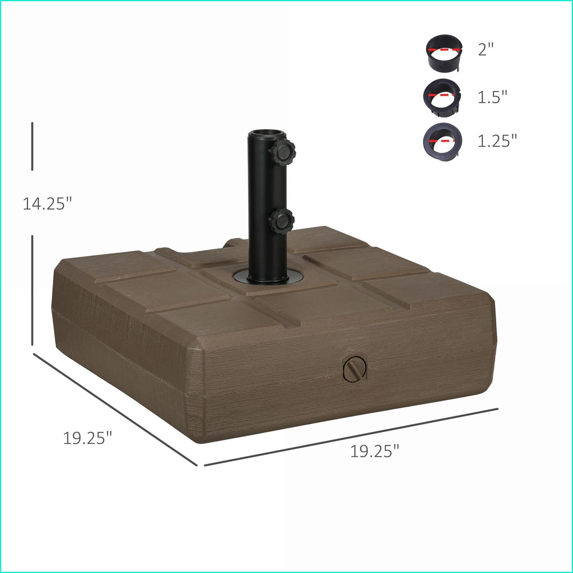 Patio Umbrella Base, Heavy Duty Fillable Outdoor Stand for Patio, Fits 1.25", 1.5", 2" Poles, Reversible Walnut Brown | HDPE | Gray