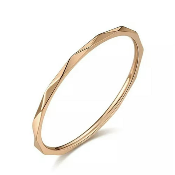 1mm Simple Silver/Gold/Rose Gold Band Women's Stainless Steel Tail Ring Size 5-9