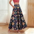 thumbnail image 2 of WMTBSRSW Long Skirts for Women Summer Vintage Floral Flowy Boho Maxi Skirt Trendy Beach Vacation Outfit with Pockets Navy Large, 2 of 9