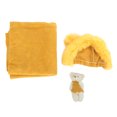 thumbnail image 1 of Atrezos para fotografía de bebés, bonito gorro para recién nacido, respetuoso con la piel, sombrero de oso, sombrero amarillo + envoltura + muñeca, 1 of 5