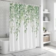 thumbnail image 5 of Eucalyptus Leaves Shower Curtain Set - Long 72" x 84" Washable Bathtub Curtain with 12 Hooks, Green Summer Botanical Weeping Waterproof Fabric Stall Shower Curtains for Bathroom/Bathtub Décor, 5 of 6
