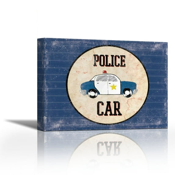 Police Car Blues - Contemporary Fine Art Giclee on Canvas Gallery Wrap - wall décor - Art painting - 36 x 27 Inch - Ready to Hang
