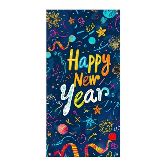 2026 New Year’s Eve Party Decorative Hanging Door Cover, Cloth Backdrop Banner for Christmas Decorations, Festive Atmosphere for Doors, Walls, and Tables
