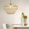 thumbnail image 2 of Modern Natural Bamboo Chandelier Hanging Light Fixture for Entryway and Living Room, 2 of 7
