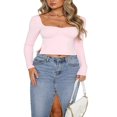 thumbnail image 1 of Solid Slit Crop Top Streetwear for Women, 1 of 6