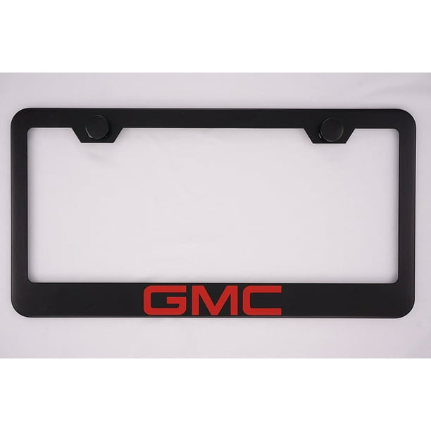 GMC Black License Plate Frame with Caps, By PRC
