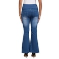 thumbnail image 3 of INSPIRE CHIC Women Maternity Jeans Bootcut Leg Ripped High Stretchy Over the Belly Pregnant Flare Denim Pants Casual S Blue, 3 of 6