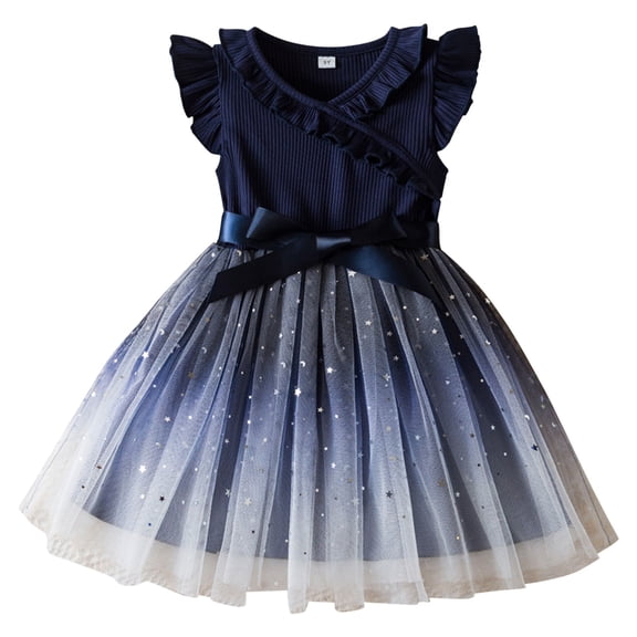 XXWXYD Toddler Girls Birthday Par𝗍y Princess Dress Tulle Tutu Sleeveless Sundress Ruffl𝖾s Summer Casual Baby Girl 2-7Y Celebration Apparel Tutu Dresses