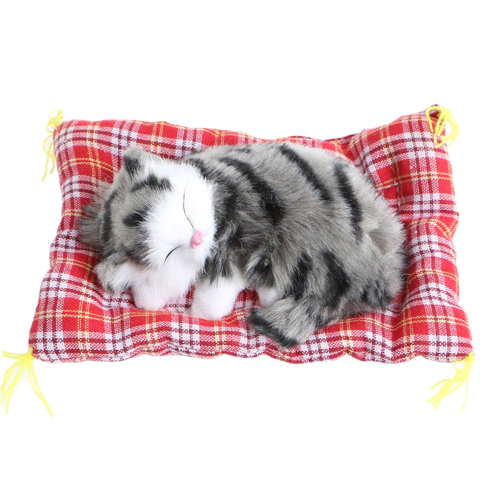 Plush Stuffed Toy Cute Sleeping Cat Press Simulation Sound Animal Kids Doll Gift 