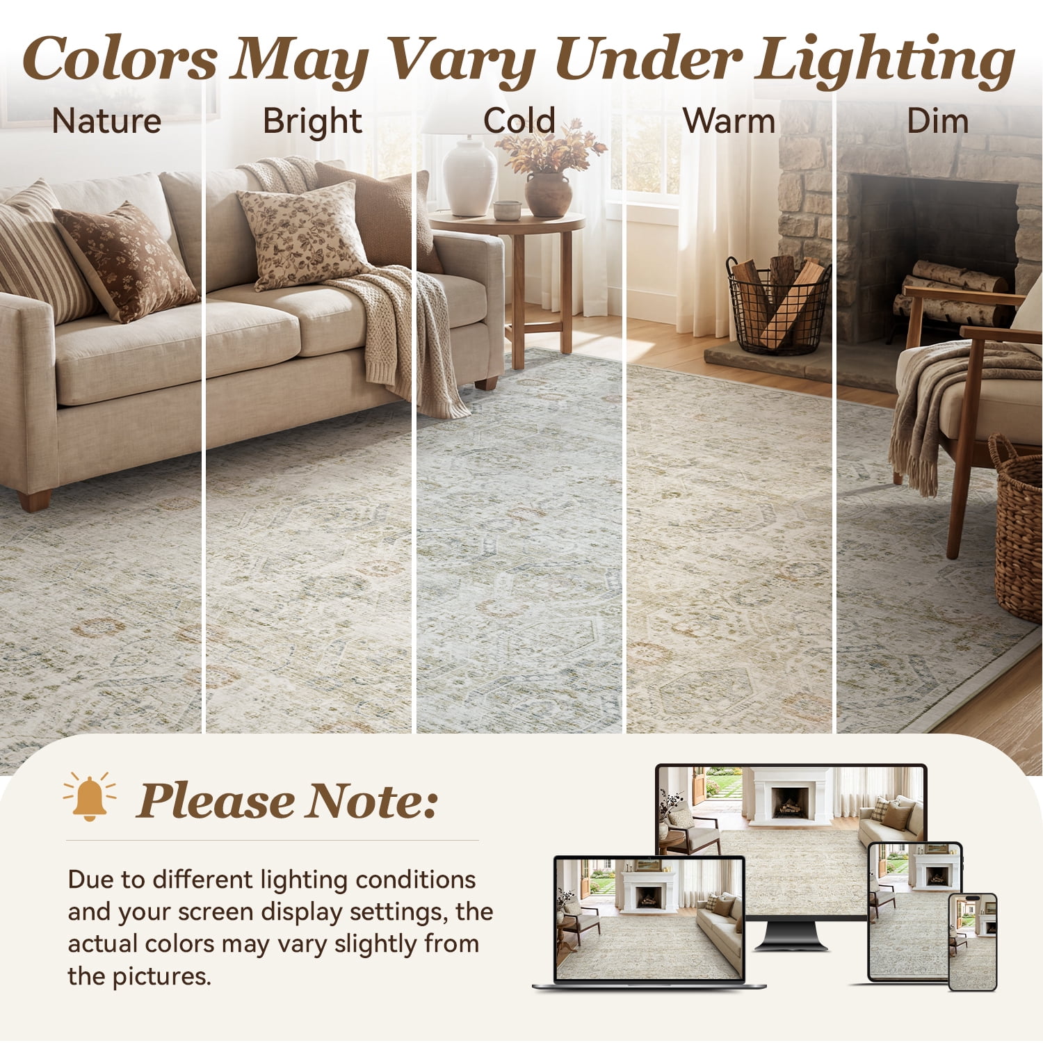 SIXHOME 5'x7' Area Rugs for Living Room Modern Area Rugs Machine Washable Rugs Beige