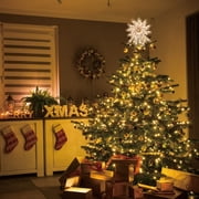 14 50L Lighted Christmas Crystal Snowflake Christmas Tree Topper, 11.25in, Clear