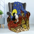 thumbnail image 4 of Cat Soft Flannel Fleece Blanket, 2 Love Cats Sitting on Roof in Old Town and Looking at Starry Sky Night Funk Artprint, Cozy Plush for Indoor and Outdoor Use, 50" x 60", Multicolor, by Ambesonne, 4 of 5