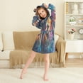 thumbnail image 3 of FORMRS Niños Bathrobe Unisex Hooded Robe Soft Plush Pajamas Sleepwear, Size 7-9T, Astronaut in Space Pattern, 3 of 7