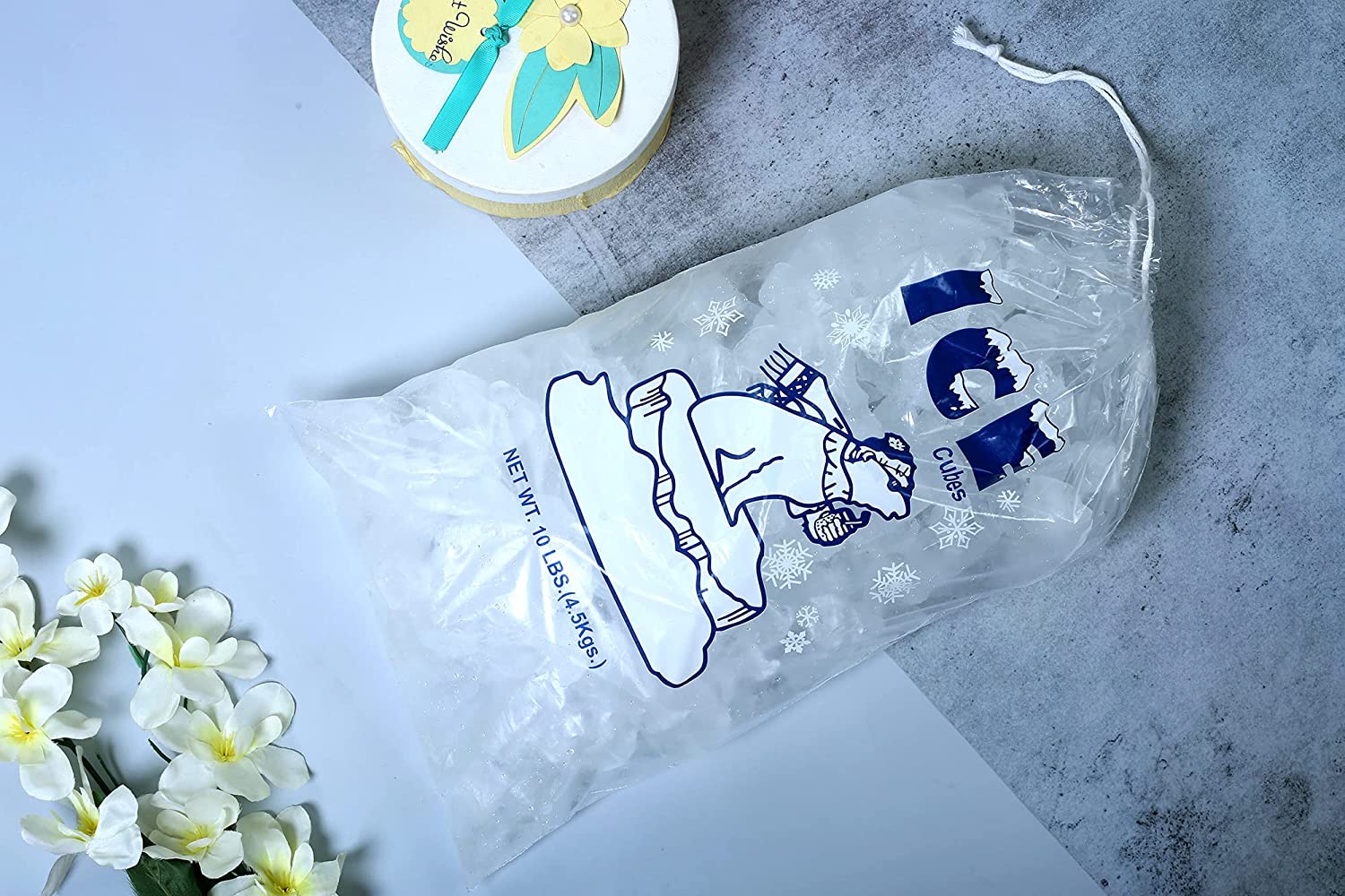 Infinite Pack 400 Pack Ice Bags 10 lb, Heavy-Duty Ice Bags with Drawstring(1.30 Mils Thickness)