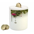 thumbnail image 2 of Christmas Piggy Bank, Vivid Fir Twigs and Magenta Balls Framework Special Day Preparation, Ceramic Coin Bank Money Box for Cash Saving, 3.6" X 3.2", Magenta Olive Green Grey, by Ambesonne, 2 of 4