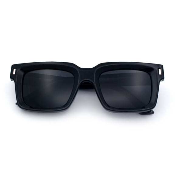 SA106 Polarized Chunky Square Sunglasses Retro Thick Frame TAC UV400 / All Black