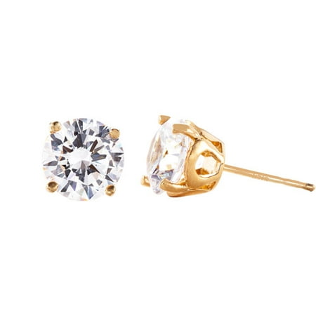 5.8 Carat T.G.W. White Cubic Zirconia Gold Over Sterling Silver Stud Earrings