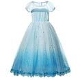 thumbnail image 2 of HAWEE Reine des Neiges Princesse Elsa Costumes Robe de Princesse Déguisement Fête Cosplay Costume avec Cape, 2 of 7