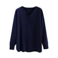 thumbnail image 2 of tarylea Womens Fall Tops Long Sleeve Velvet V Neck Pullover Cinch Cuff Split Hem Shirts Casual Loose Comfy Soft Warm Tops, 2 of 3