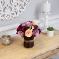 thumbnail image 2 of Northlight Wooden Floral Artificial Spring Bouquet - 9.5" - Wine Red and Purple, 2 of 5