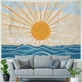 thumbnail image 4 of ONETECH  Mid Century Boho Sunrise Tapestry Abstract Sunset Sun Waves Modern Minimalist Geometric Simple Art Line Aesthetic Beige Neutral Wall Hanging Bedroom Living Room Dorm Decor, 4 of 6