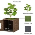 thumbnail image 5 of Unipaws Cat Litter Box Enclosure with Faux Plant and Litter Mat, Hidden Handwoven Rattan Planter Cat House Furniture, Espresso, 5 of 7