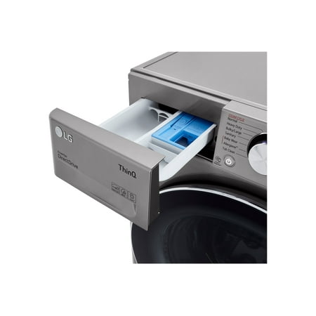 LG - 2.4 Cu. Ft. Compact Smart Front Load Washer with Built-In Intelligence - Graphite steel