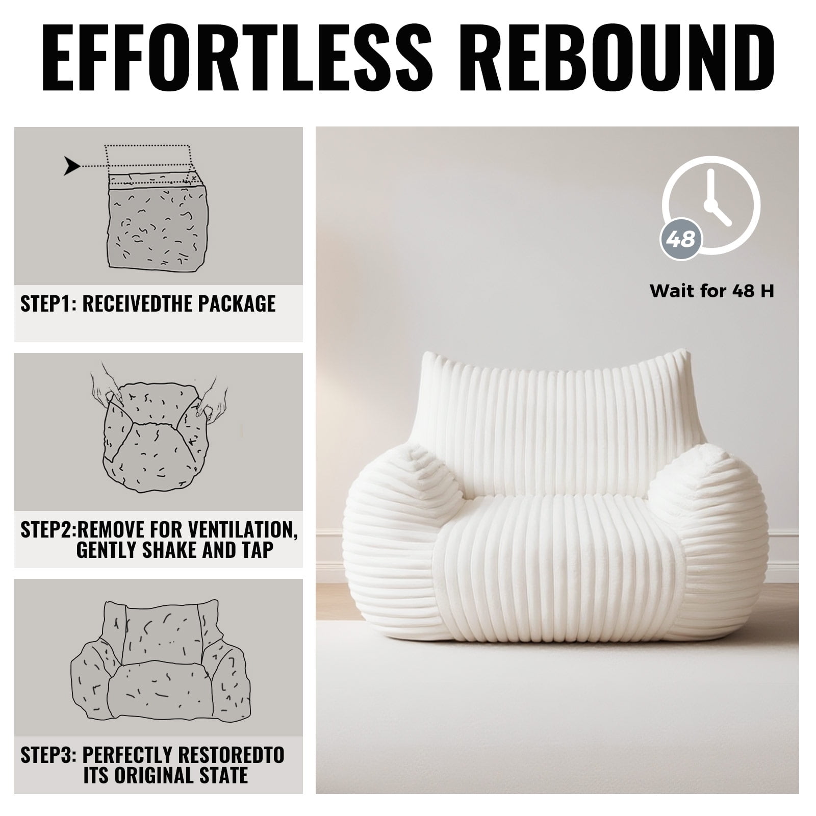 Bean Bag Chair with Ottoman,Big Bean Bag Chairs for Adults with Filling,Lazy Floor Chair with Back Support,Memory Foam Sofa Giant Beanbag Chair for Bedroom Livingroom