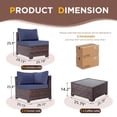thumbnail image 6 of Omniberg 7 Pieces Outdoor Patio Furniture Sets, All Weather Outdoor Sectional Sofa PE Rattan Wicker Patio Conversation Set with Washable Cushions and Glass Coffee Table, Brown/Blue, 6 of 8