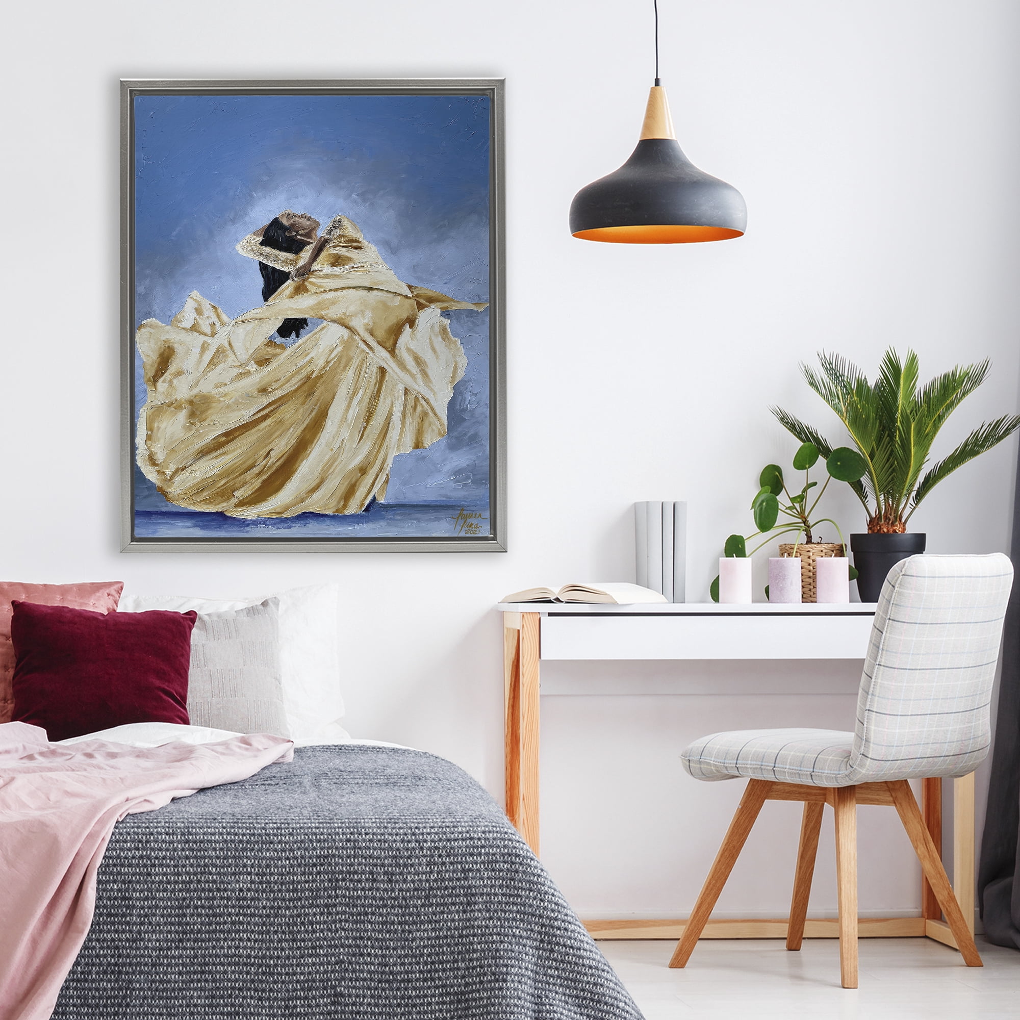 Stupell Industries Expressive Elegant Dancer Gray Framed Floater Canvas Wall Art, design by Lauren Luna