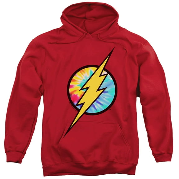 DC Flash Tie Dye Flash Logo Adult Pullover Hoodie Sweatshirt Red