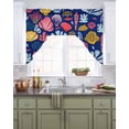 thumbnail image 2 of Blue Coastal Kitchen Swag Valances for Windows, Watercolor Summer Ocean Seashells Conch Swag Valances Curtains for Living Room, Rod Pocket Window Treatments for Bathroom, Bedroom, Cafe, 56"x36", 2 of 6