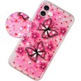 thumbnail image 2 of Case for iPhone 16, iPhone 16 Case Cute Pink Glitter Luxury Sparkle Liquid Girls Women Quicksand Clear Soft TPU Protective Phone Case for iPhone 16 6.1 inch Pink Butterfly, 2 of 8