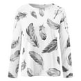 thumbnail image 4 of Enjoytime Women Fashion Blouse Lace Patchwork Printed Long Sleeve Tee Tops Crewneck Pullover Casual Shirts for Women, 4 of 4