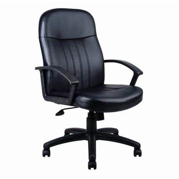 Executive Chair, Leather/Polyurethane Black, Height 40-1/2" to 44"