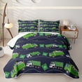 thumbnail image 2 of Erosebridal Garbage Truck Cartoon Quilt Full,Green Recycle Bin Full Bedspread Sets For Boys,3pcs, 2 of 7