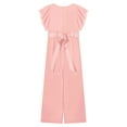 thumbnail image 4 of YIZYIF Girls Chiffon Long Jumpsuit Romper Outfit Ruched Bodice Wide Leg Jumpsuit with Belt Birthday Party Wear Orange Pink 14, 4 of 6