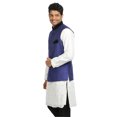 thumbnail image 3 of Saris and Things Veste Nehru Bleue pour Hommes. Ce Produit Est Fait sur Commande., 3 of 5