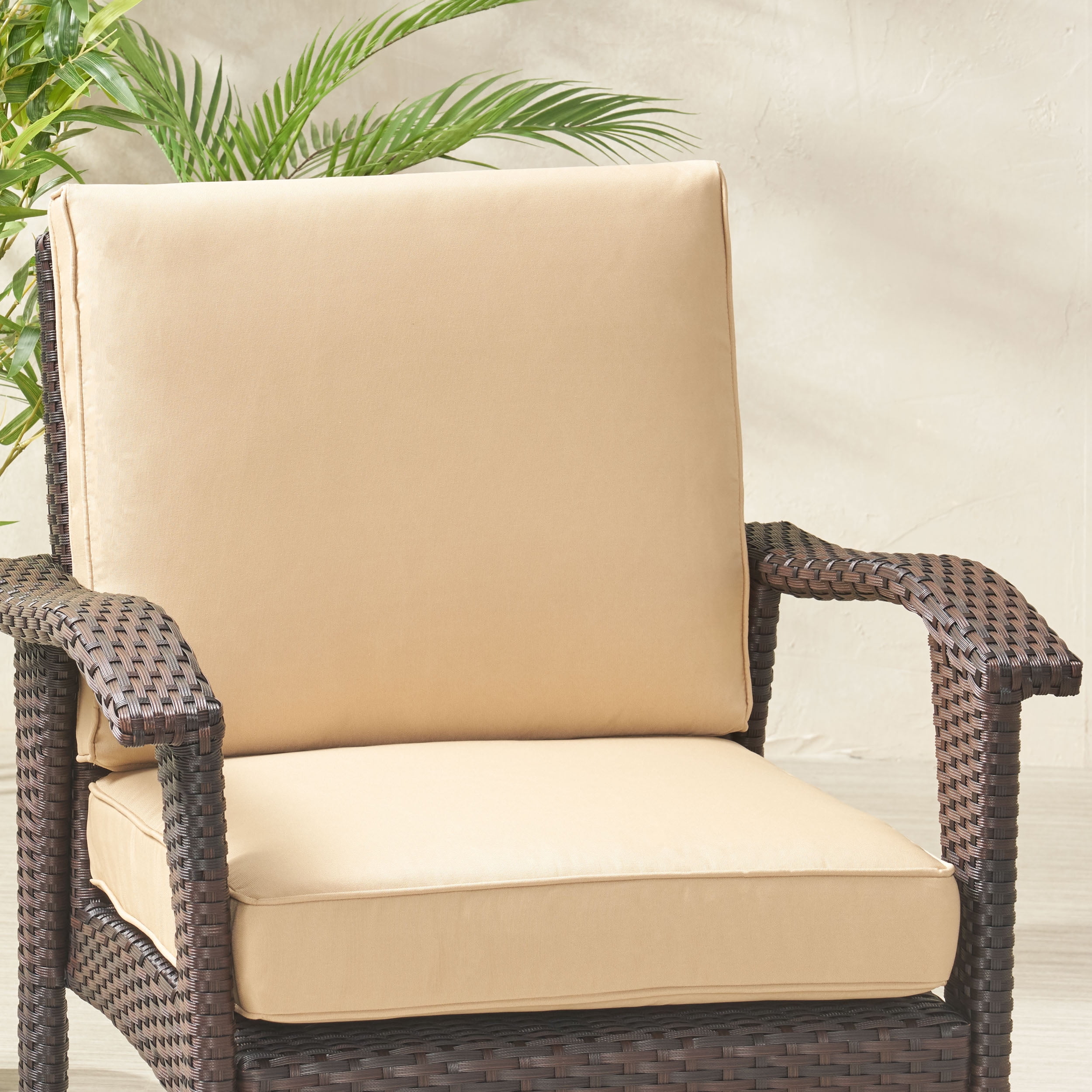 Noble House Hopewell Outdoor Water Resistant Fabric Club Chair Cushions in Tan