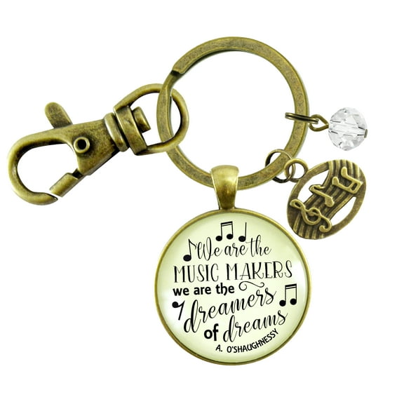 Musician Gutsy Goodness Bronze Keychain We Are Music Makers Musical Jewelry Retro Bronze Notes Charm