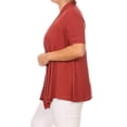 thumbnail image 3 of Women's Plus Size Short Sleeves Draped Open Front Solid Cardigan, 3 of 6