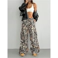thumbnail image 5 of Women's Camo Cargo Baggy PantsStreetwear Drawstring Wide Leg Trousers Flare Sweatpants, 5 of 6