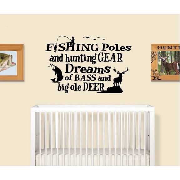 Decal ~ Fishing Poles and Hunting Gear #1 (Little Boys Room) Wall Decal 20" x 30"