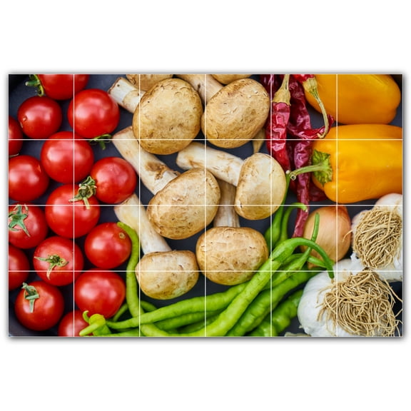 Picture-Tiles.com: Fruit Ceramic Tile Wall Mural WAL500683-64S. 25.5"W x 17"H using (24) 4.25" x 4.25" Ceramic Tiles-Satin Finish