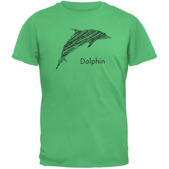 Dolphin Scribble Drawing Irish Green Youth T-Shirt - Medium(10/12)