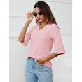 thumbnail image 4 of Camisa LOMON Summer para mujer, manga 3/4, túnica, rosa claro, 4 of 6